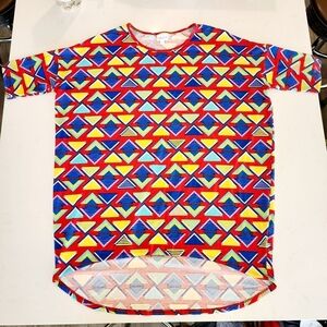 LulaRoe Colorful Multicolored Geometric Triangle Patterned Top Women's Medium M